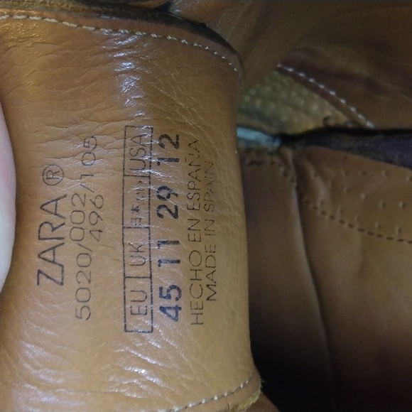 Zara Brown Leather Short Wing Brogue Shoes US 12 = EU 45 (Made in Spain) main image 13